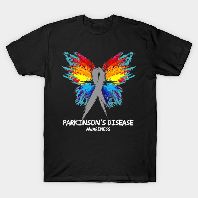 PARKINSON'S DISEASE Awareness butterfly Ribbon T-Shirt by Fowlerbg